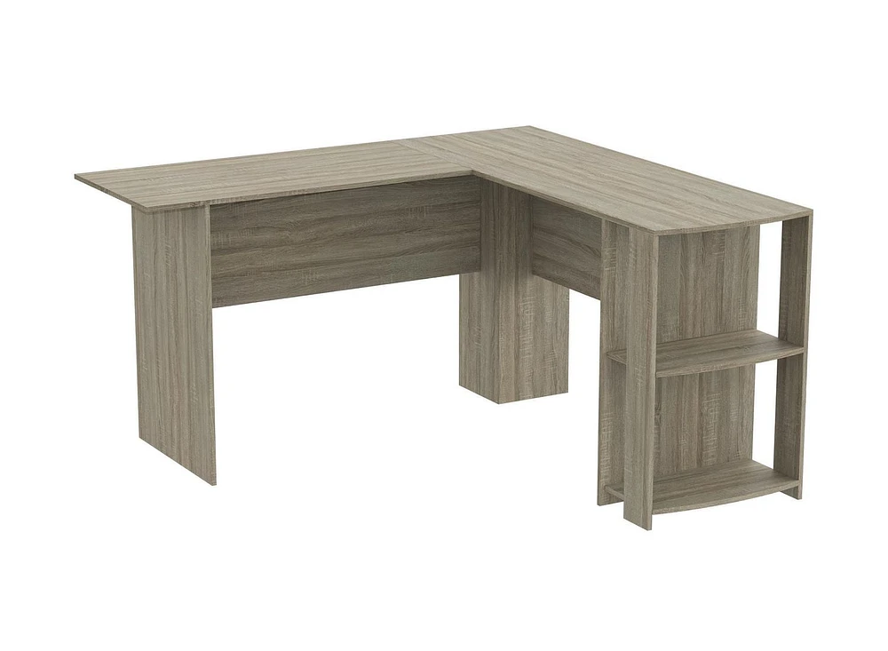 Safdie & Co. Computer Desk 55L Dark Taupe L-Shaped 2 Shelves