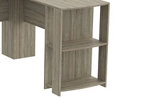 Safdie & Co. Computer Desk 55L Dark Taupe L-Shaped 2 Shelves