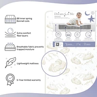 Rêve sur Moi 2-en-1 Respirant Crépuscule 5" Printemps Bobine Berceau et Enfant en bas Âge Lit Matelas avec Réversible Conception ,Modèle # BR-80