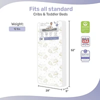 Rêve sur Moi 2-en-1 Respirant Crépuscule 5" Printemps Bobine Berceau et Enfant en bas Âge Lit Matelas avec Réversible Conception ,Modèle # BR-80