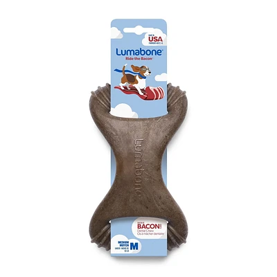 Lumabone Bacon-Flavored Dental Dog Chew Toy, Medium, Durable dog chew toy