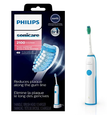 Philips Sonicare DailyClean Clean 2100 Sensitive Rechargeable Electric Toothbrush, HX3211/12, Up to 3x more plaque removal