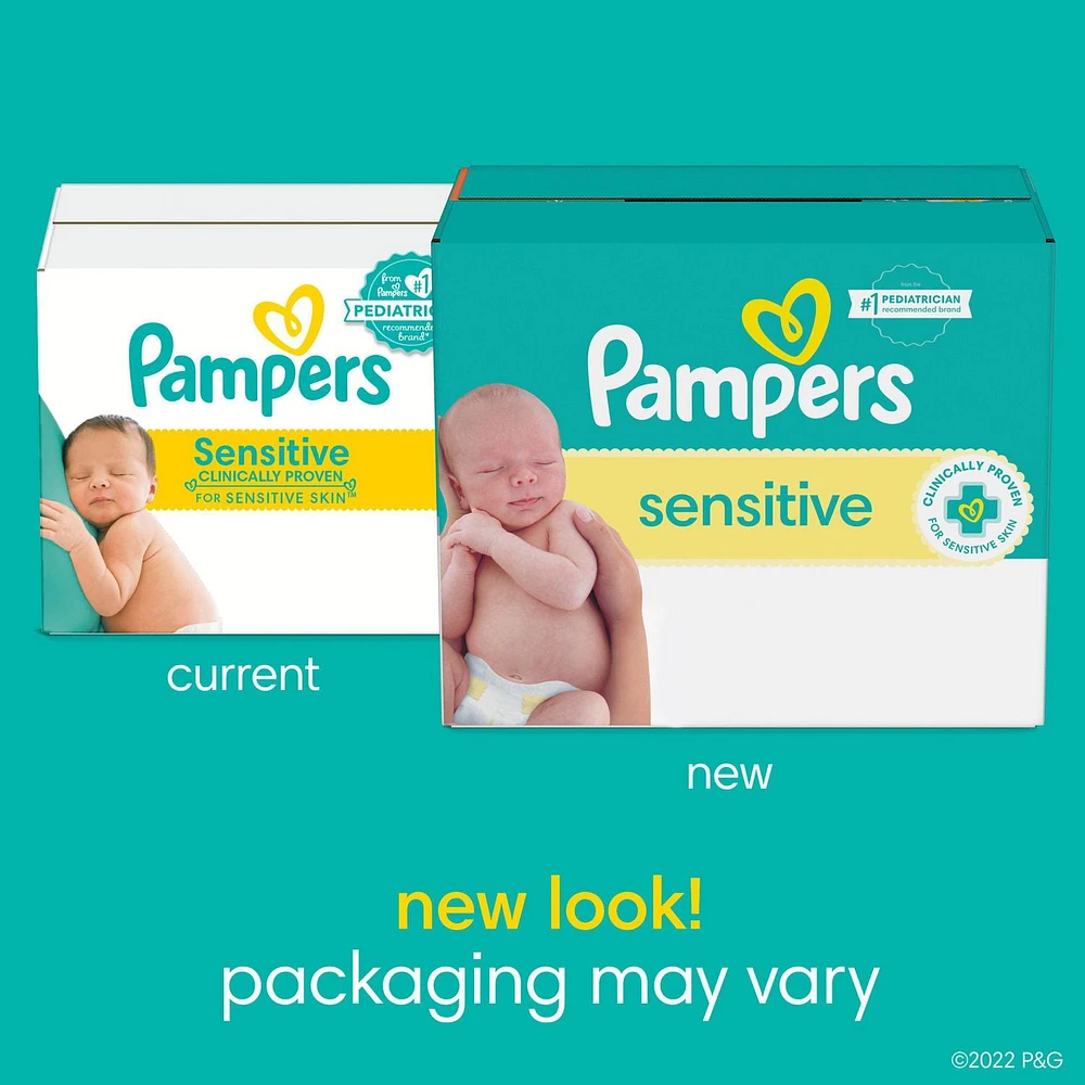 Lingettes pour bébés Pampers Sensitive, éprouvées en clinique, à base d’eau, hypoallergéniques et non parfumées, total de 1008 lingettes pour bébés (12X emballages rabattables)