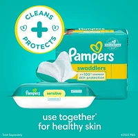 Lingettes pour bébés Pampers Sensitive, éprouvées en clinique, à base d’eau, hypoallergéniques et non parfumées, total de 1008 lingettes pour bébés (12X emballages rabattables)
