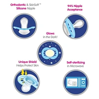 MAM Nuit - Sucette de silicone, 6 mois+, Brille dans le nuit, 2 PK MAM Nuit Suce, 6 mois et plus - paquet de 2