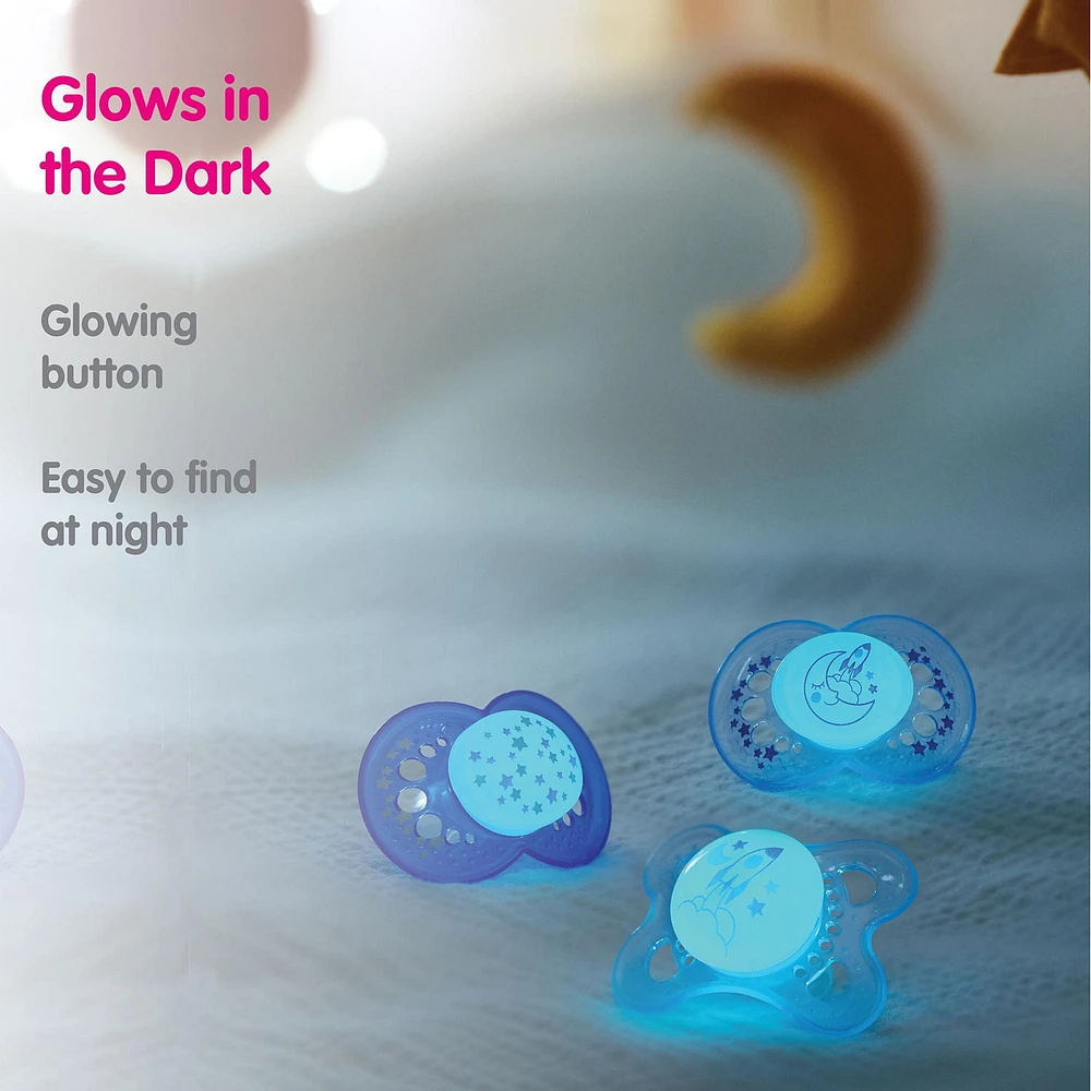 MAM Nuit - Sucette de silicone, 6 mois+, Brille dans le nuit, 2 PK MAM Nuit Suce, 6 mois et plus - paquet de 2