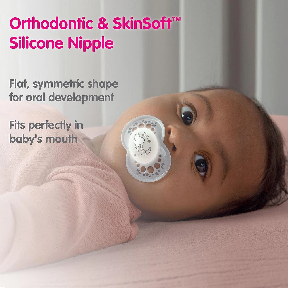 MAM Nuit - Sucette de silicone, 6 mois+, Brille dans le nuit, 2 PK MAM Nuit Suce, 6 mois et plus - paquet de 2