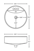 American Imaginations -in. W Above Counter White Bathroom Vessel Sink For 3H4-in. Center Drilling AI