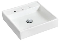 American Imaginations -in. W Wall Mount White Bathroom Vessel Sink Set For 3H8-in. Center Faucet AI