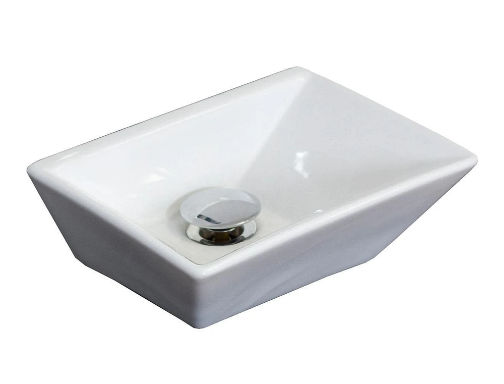 American Imaginations -in. W Above Counter White Bathroom Vessel Sink Set For Deck Mount Drilling AI