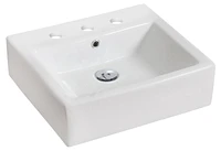 American Imaginations -in. W Above Counter White Bathroom Vessel Sink Set For 3H8-in. Center Faucet AI