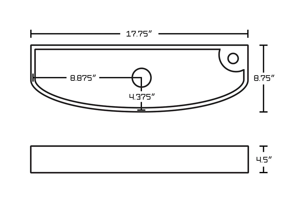 American Imaginations -in. W Above Counter White Bathroom Vessel Sink Set For 1 Hole Right Faucet AI