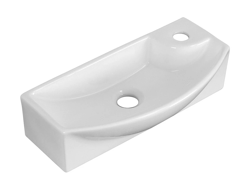 American Imaginations -in. W Above Counter White Bathroom Vessel Sink Set For 1 Hole Right Faucet AI