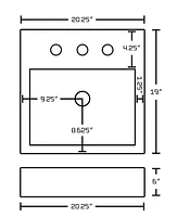 American Imaginations -in. W Semi-Recessed White Bathroom Vessel Sink Set For 3H8-in. Center Faucet AI