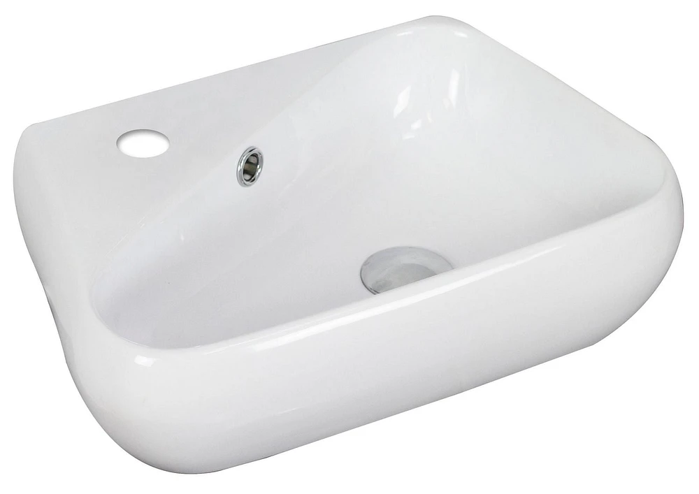 American Imaginations -in. W Above Counter White Bathroom Vessel Sink Set For 1 Hole Left Faucet AI