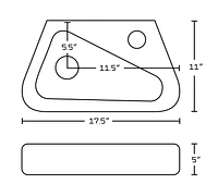 American Imaginations -in. W Wall Mount White Bathroom Vessel Sink Set For 1 Hole Center Faucet AI