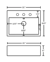 American Imaginations -in. W Above Counter White Bathroom Vessel Sink Set For 3H8-in. Center Faucet AI