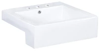 American Imaginations -in. W Semi-Recessed White Bathroom Vessel Sink Set For 3H8-in. Center Faucet AI