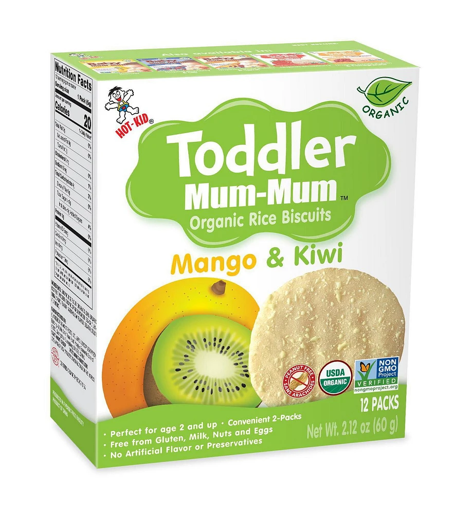 Toddler Mum-Mum Organic Rice Biscuits - Mango Kiwi, 24 pcs, 60 g