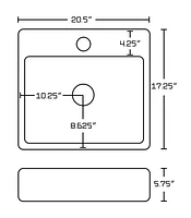 American Imaginations -in. W Above Counter White Bathroom Vessel Sink Set For 1 Hole Center Faucet AI