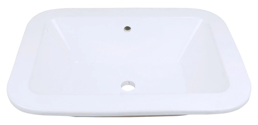 American Imaginations 21.75-in. W Undermount White Bathroom Vessel Sink Set For Deck Mount Drilling AI-22479