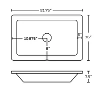 American Imaginations 21.75-in. W Undermount White Bathroom Vessel Sink Set For Deck Mount Drilling AI-22479