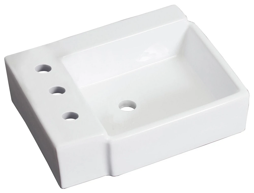 American Imaginations 16.25-in. W Wall Mount White Bathroom Vessel Sink Set For 3H8-in. Left Faucet AI