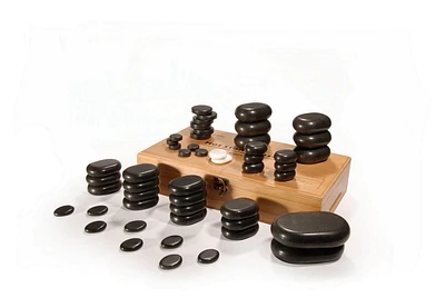 Master Massage 50 Piece Hot Stone Set for a full body massage Black Lava vocano Basalt Rock