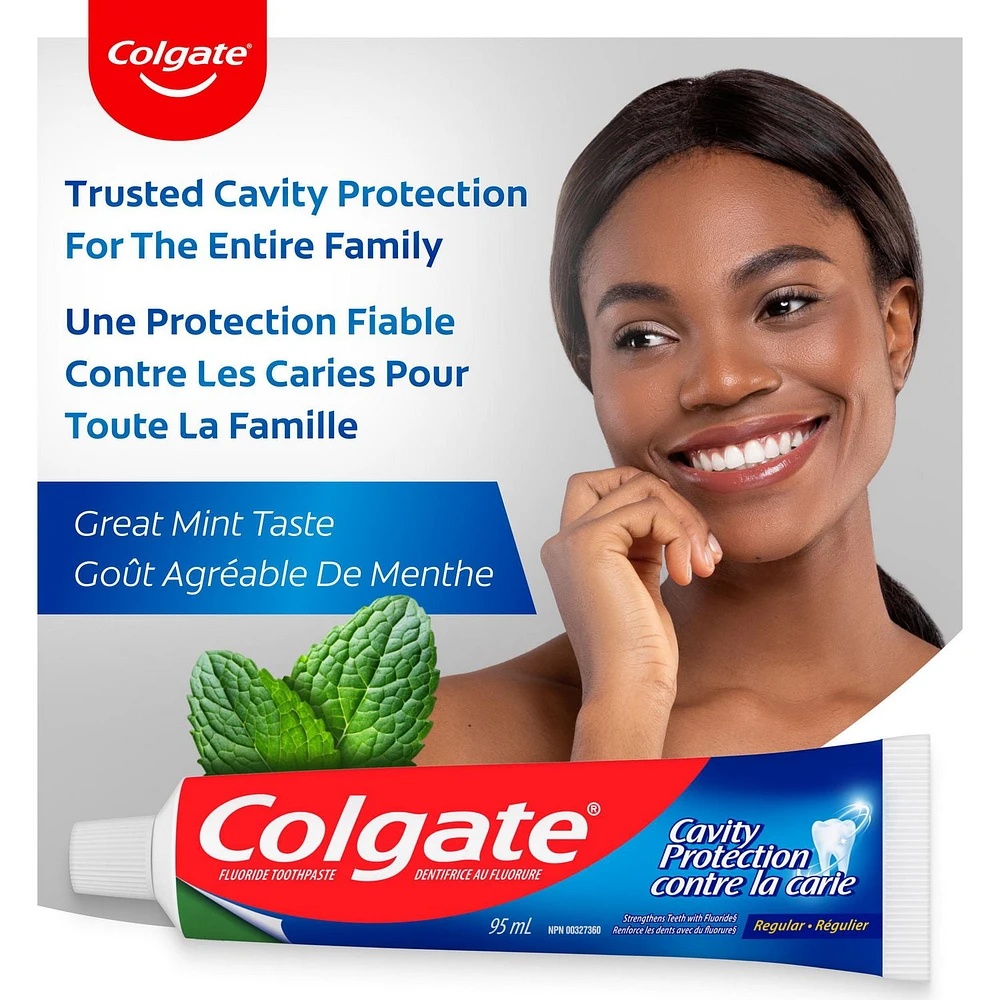 Colgate Cavity Protection Fluoride Toothpaste, Regular, 95 mL