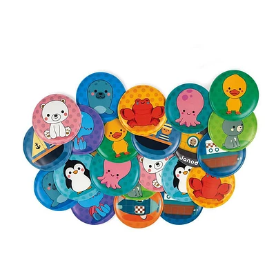 Janod • Jeu de Mémoire pour le Bain pour Tout-Petits et Enfants • 24 Cartes en Mousse • Âge 2-4 Ans • Dextérité et Mémoire • J04714