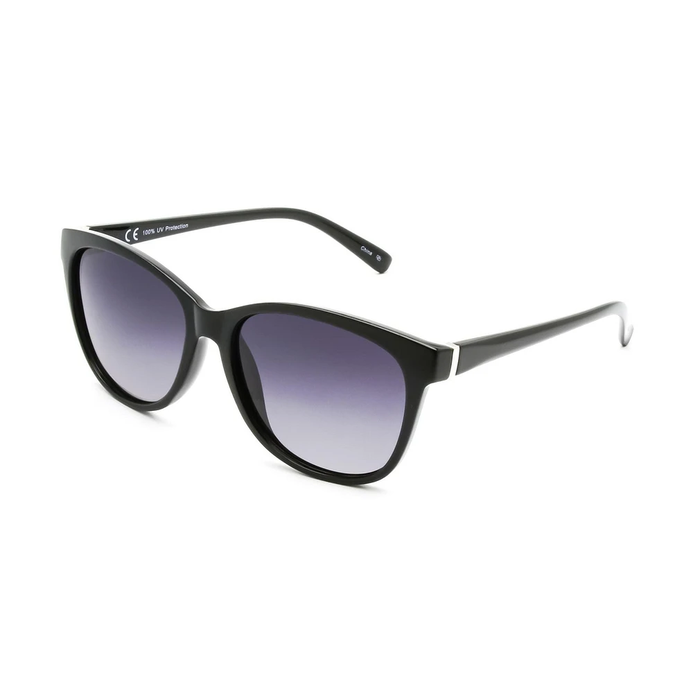 Lunettes de soleil œil de chat polarisées noires pour femme Time & Tru