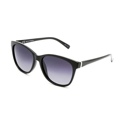Lunettes de soleil œil de chat polarisées noires pour femme Time & Tru