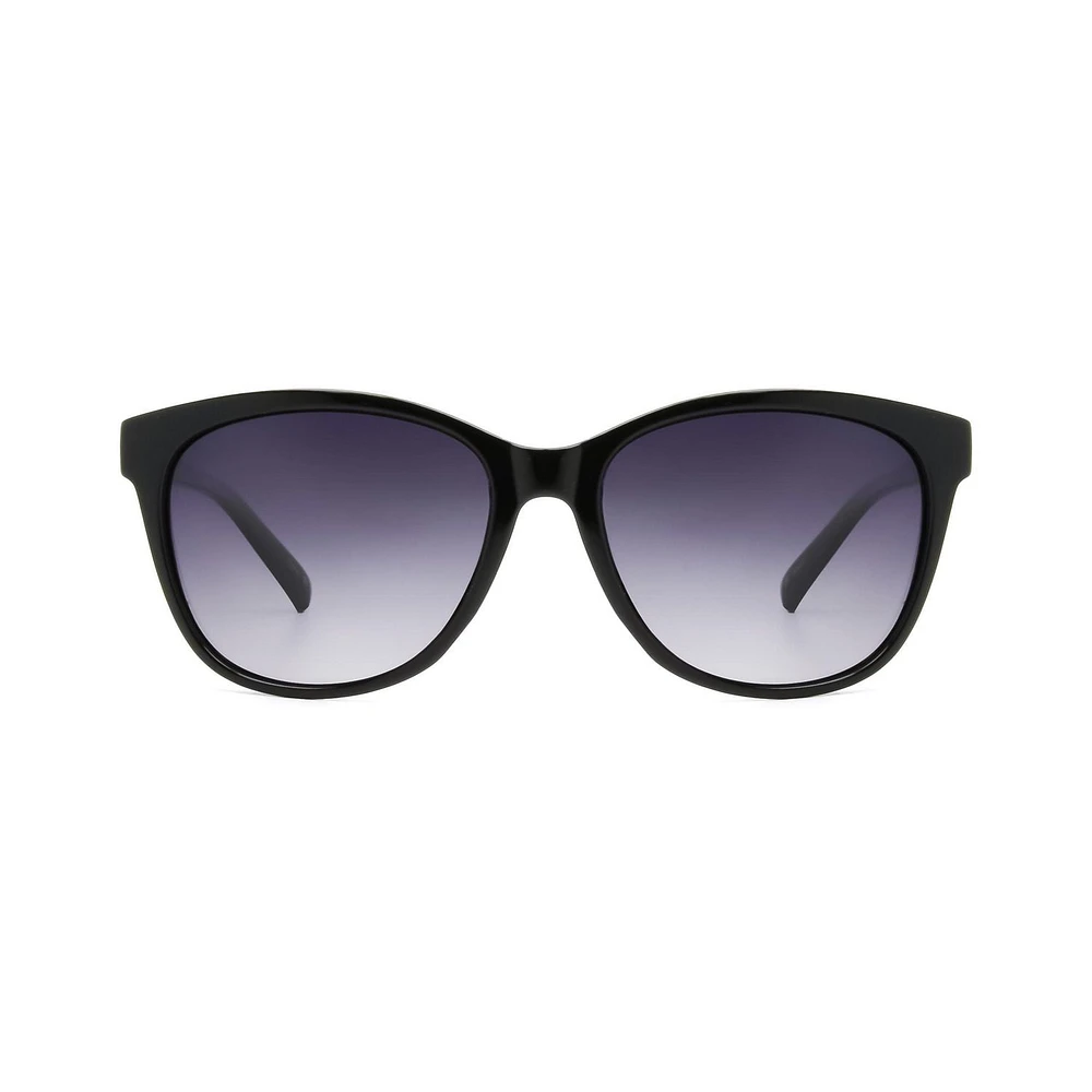Lunettes de soleil œil de chat polarisées noires pour femme Time & Tru