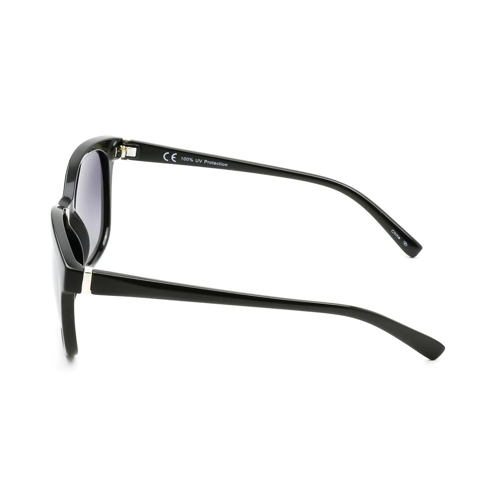 Lunettes de soleil œil de chat polarisées noires pour femme Time & Tru