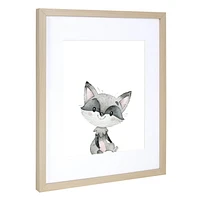 Canadiana Watercolor Raccoon Framed Art