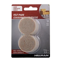 FELT PADS 1-1/2" ROUND OATMEAL 10PC, FELT1-1/2 RND OAT10P