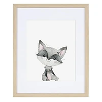 Canadiana Watercolor Raccoon Framed Art