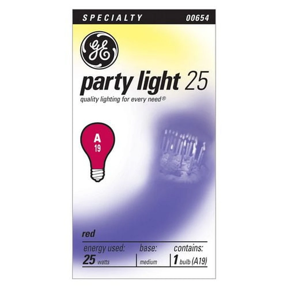 GE 25W A19 Red Party Bulb