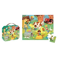 Janod • A Day at the Farm Puzzle for Kids 3-6 Years • 24 Pieces 50 x 40 cm • Cardboard Puzzle • Sturdy Puzzle Box and Poster • Educational Toys Gift for Boys and Girls • J02535