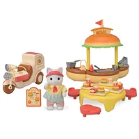 Calico Critters Hamburger Stand, Dollhouse Playset with Figure and Accessories