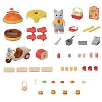 Calico Critters Hamburger Stand, Dollhouse Playset with Figure and Accessories