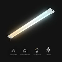 Wi-Fi Smart 42W 4-Foot Linkable LED Shop Light, No Hub Required, Voice Activated, On/Off Pull Chain, 2000K - 5000K, 4000 Lumens, 50 000 Hours