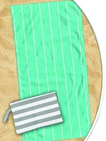 Turquoise Stripe Quick Dry Towel with Mesh Bag