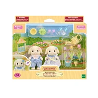 Calico Critters Blossoming Garden Set - Flora Rabbit Sister & Brother, Dollhouse Playset with Figures and Accessories