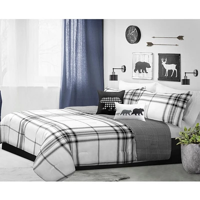 Safdie & Co. Comforter Set 5PC K Bear Plaid