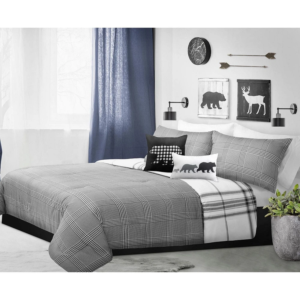 Safdie & Co. Comforter Set 5PC K Bear Plaid