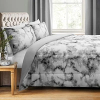 Safdie & Co. Comforter Set 3PC K Printed/Solid Marble Grey