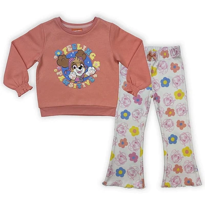 La Pat'Patrouille Ensemble 2 pièces pour fille, avec haut popover à manches longues à imprimé bouffant de paillettes et legging évasé assorti