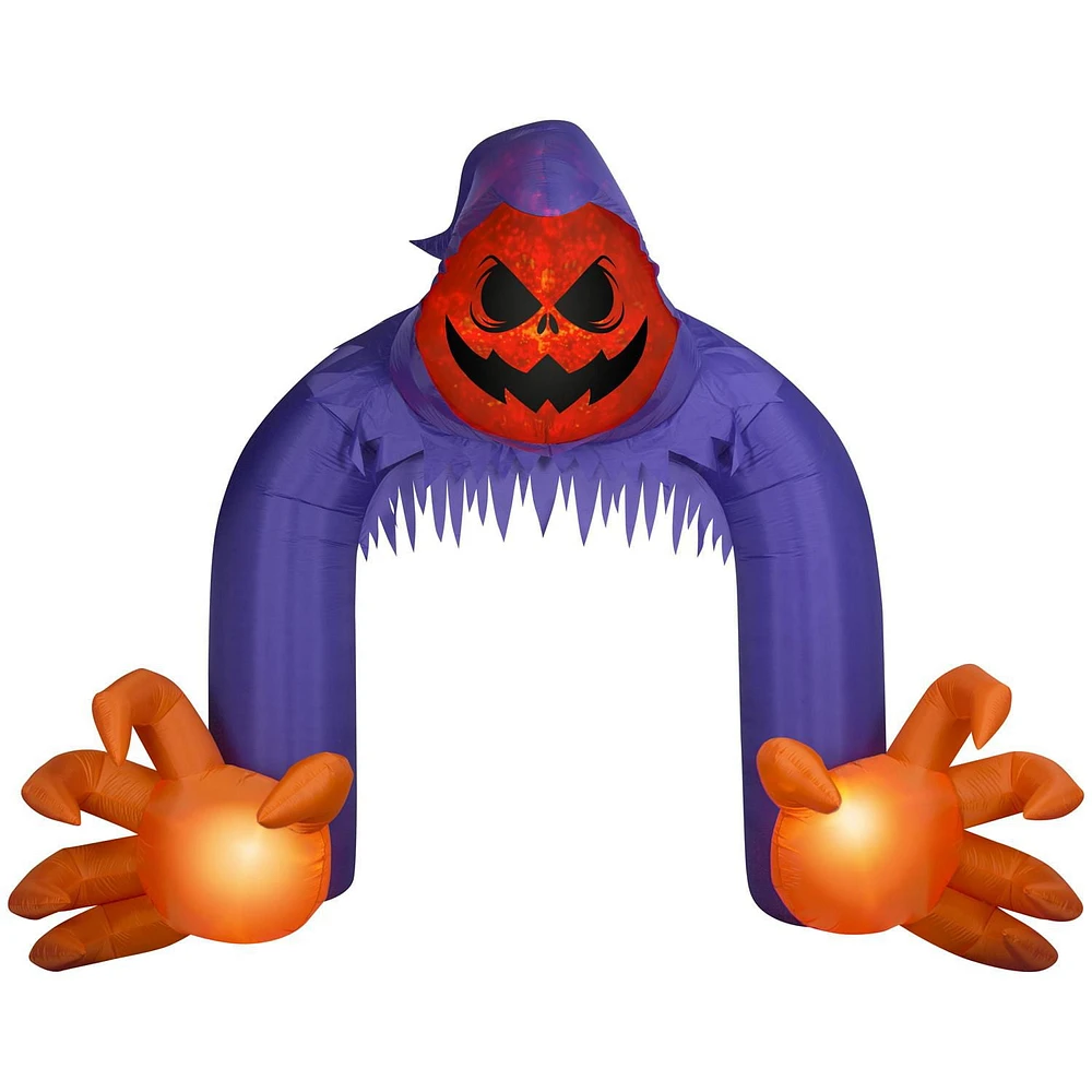 Halloween Inflatable Jack-O'-Lantern Reaper Archway with Swirling Lights