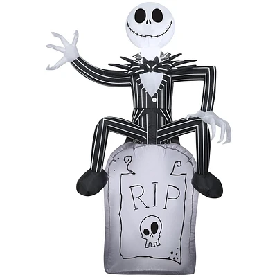 Halloween Inflatable Jack Skellington on Tombstone